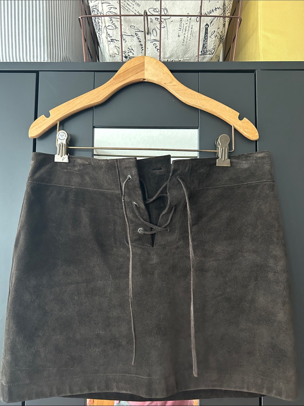 Old Navy Dark Brown Suede Lace-Up Mini Skirt